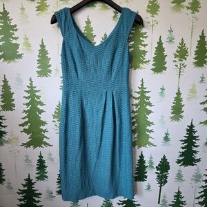 Nanette Lapore Teal Sheath Sleeveless Textured Dress.